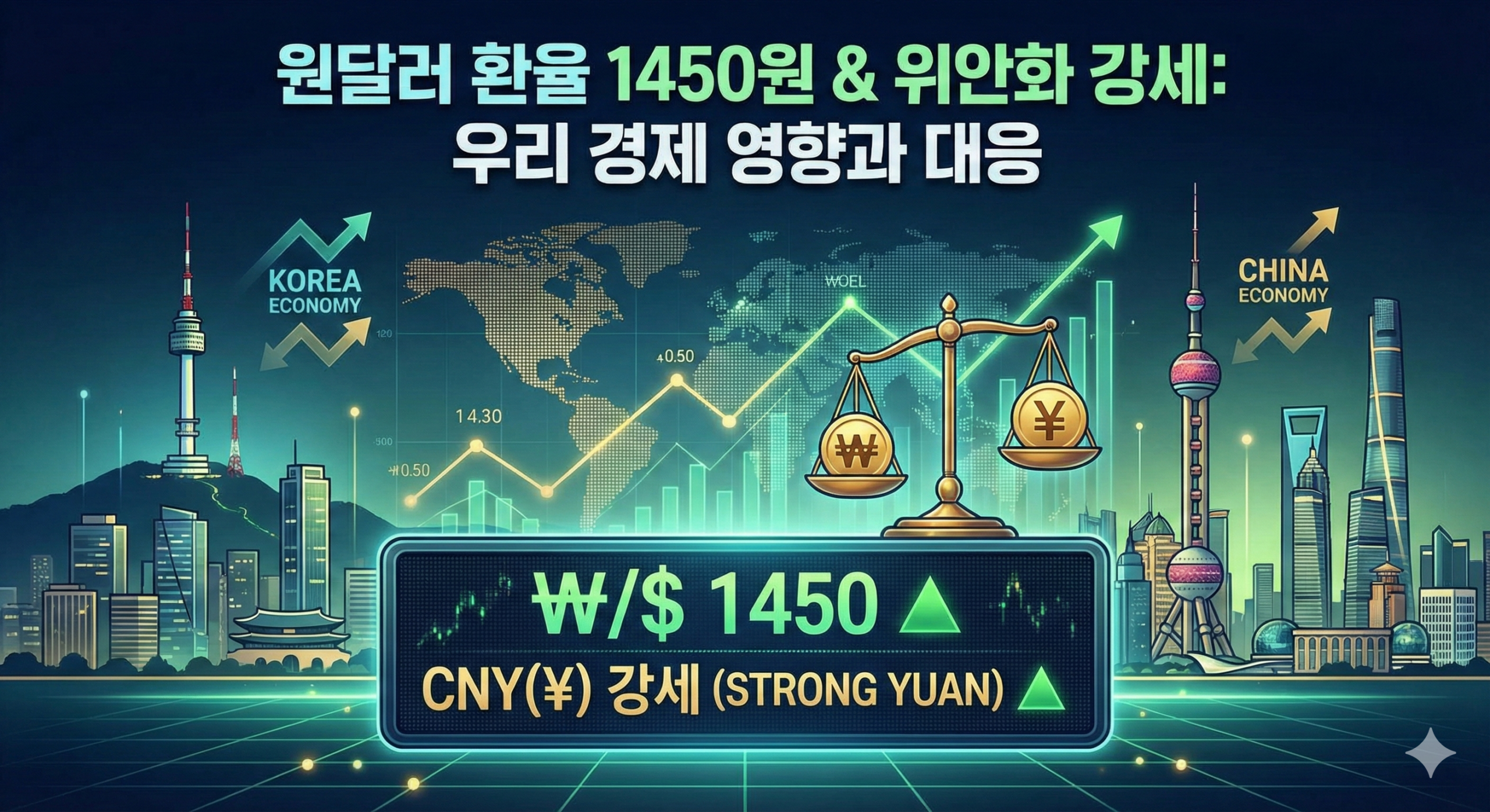 원달러 환율 1450원대 진입과 위안화 강세 현상 우리 경제에 미치는 영향과 대응 방법 정리